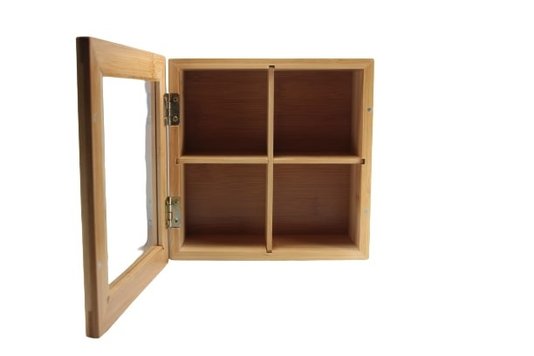 Caixa Para Chá 4 Nichos Bambu 20x20x9cm