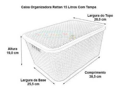 Caixa Rattan Preta 15L