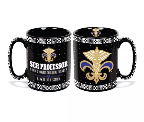Caneca 300ml Preta Porcelana Professor