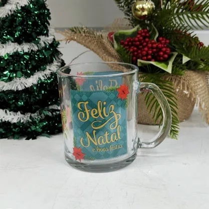 Caneca De Vidro Natal 330 ML