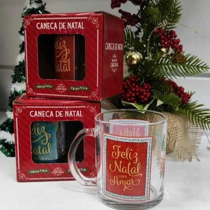 Caneca De Vidro Natal 330 ML