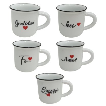 Caneca Decorativa Porcelana 140ml Interponte