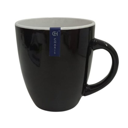 Caneca Orchid 310ml Cerâmica Branco E Preto