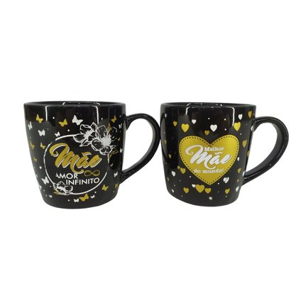 Caneca Spot Mãe Preta 350ml Sortida