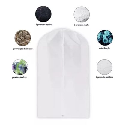 Capa Para Roupa Terno Casaco Protetora Com Zíper 60 x 100cm Imporiente