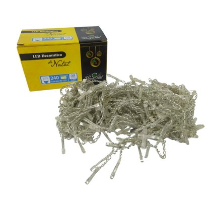 Luzes de Natal Cascata 240 Led Branco Quente