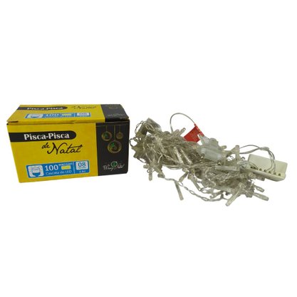 Luzes De Natal Cascata 100 Led Branco Quente