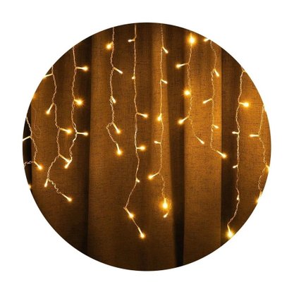 Luzes De Natal Cascata 100 Led Branco Quente