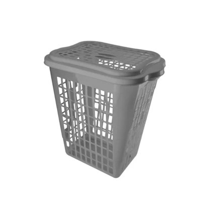 Cesto De Roupas Organizador Telado 46L Cor Cinza Granizo Plasvale