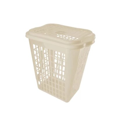 Cesto De Roupas Organizador Telado 46L Cor Nude Plasvale