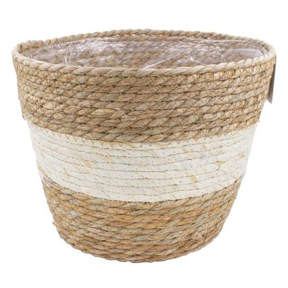 Cesto Palha Bambu Decorativo 28x20x23cm