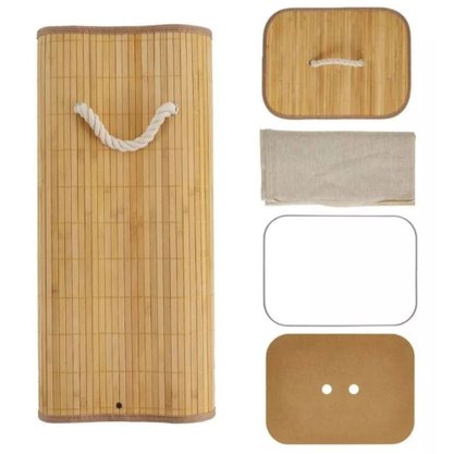 Cesto Roupa Suja De Bambu E Forrado Organizador Multiuso