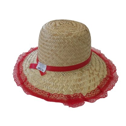 Chapéu De Palha Infantil Com Renda