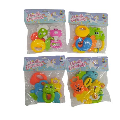 Chocalho Infantil Encantado Plástico 4 Peças