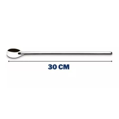 Colher Longa Em Inox Para Mexer Suco Drinks Caipirinha 30cm Rio Tijucas