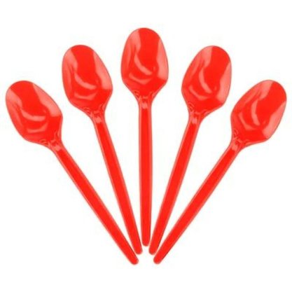 Colher Sobremesa Plástico 50 Unidades Vermelho