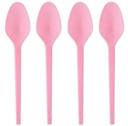 Colher Sobremesa Plástico 50 Unidades Rosa Claro