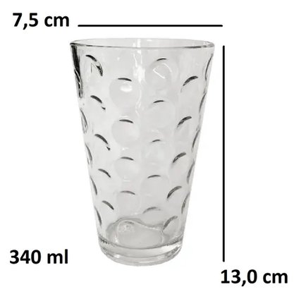 Conjunto Copo de Vidro Vegas 340ml 3 Peças Transparente