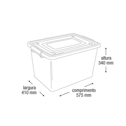 Container Organizador Com Tampa 56L Preto