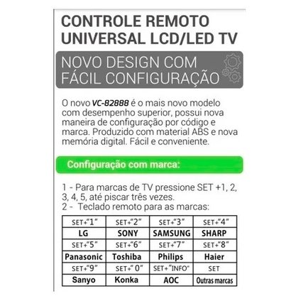 Controle Remoto Universal Para TV LCD
