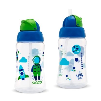 Copo Com Canudo Infantil Viva 330ml Azul