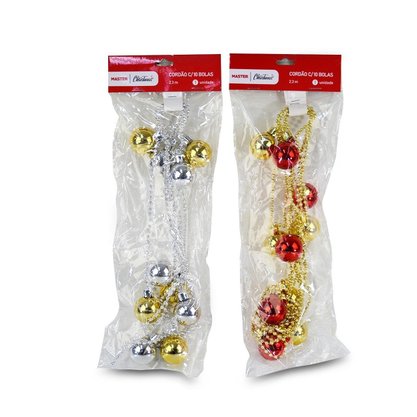 Cordão Natal Com 10 Bolas 2,3m