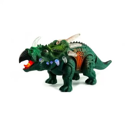 Dinossauro Triceratops À Pilha Com Luzes Jr Toys