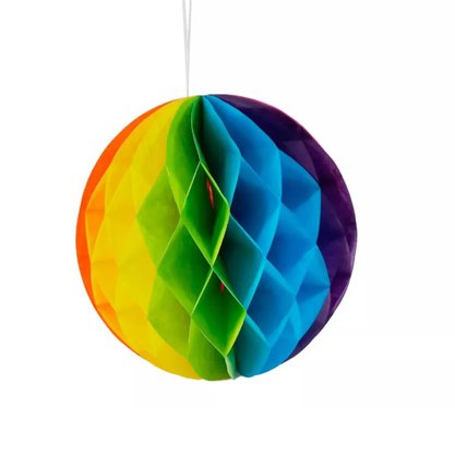 Enfeite Bola Sanfonada Colorida De Papel Para Festa 29x15cm