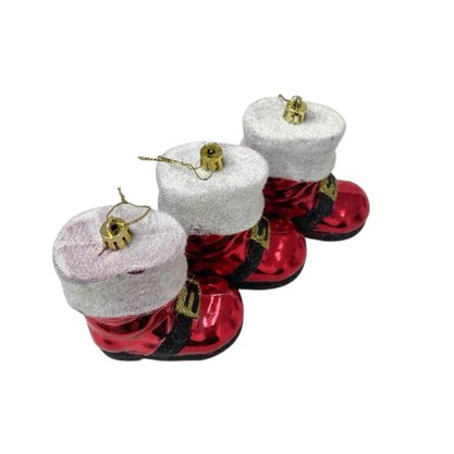 Kit Enfeite De Natal Bota Do Papai Noel 3 Unidades