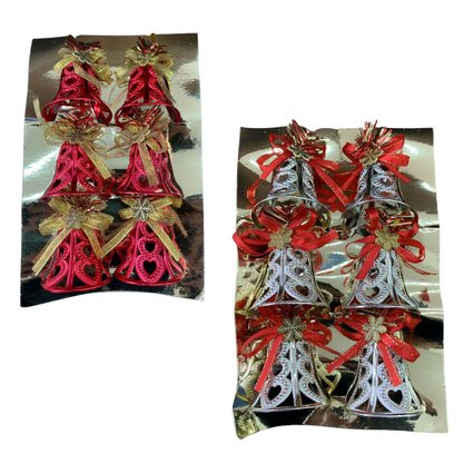 Kit Enfeites De Natal Sinos Com Arame 6 Unidades