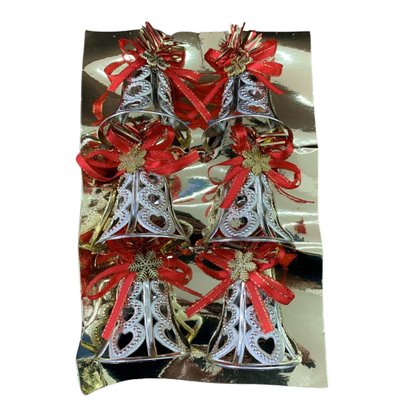 Kit Enfeites De Natal Sinos Com Arame 6 Unidades