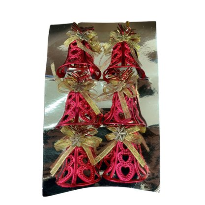 Kit Enfeites De Natal Sinos Com Arame 6 Unidades