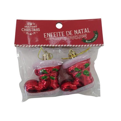Kit Enfeites Natalinos Botas 7x5cm 2 Unidades