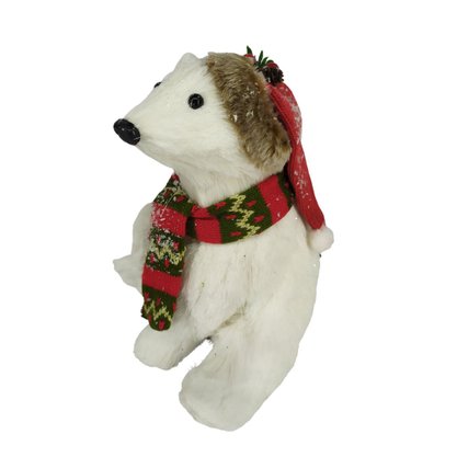 Enfeite Natalino Urso Polar Com Gorro E Cachecol