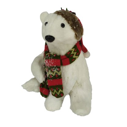Enfeite Natalino Urso Polar Com Gorro E Cachecol