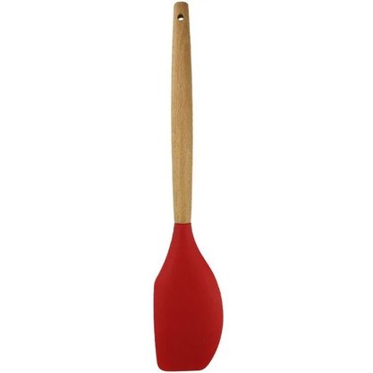 Espátula Culinária Silicone Cabo De Madeira 31cm Vermelho