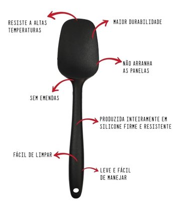 Espátula De Silicone 27cm Preto