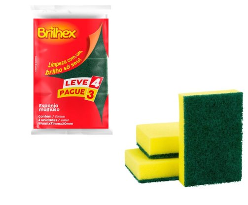 Esponja Multiuso Leve 4 Pague 3 Brilhex