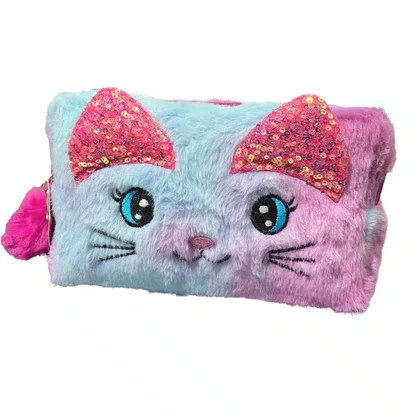 Estojo Escolar De Pelúcia Com Pompom 19 CM