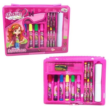 Estojo Kit Escolar Glam Girls 33 Peças