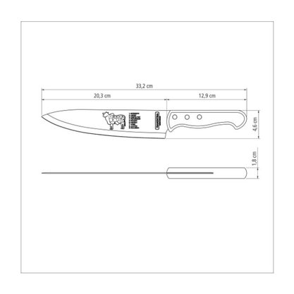 Faca De Carne Inox 8" Dynamic Cabo De Madeira Tramontina