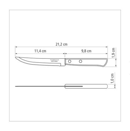 Faca Para Churrasco Inox 5" Polywood Castanho