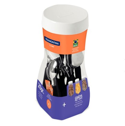 Faqueiro De Inox 20 Peças Leme Preto