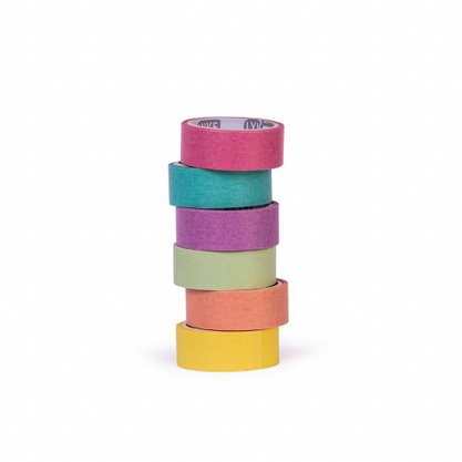 Fita Adesiva Washi Tapes Pastel 6 Unidades 3m