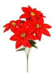 Flor De Natal Vermelho Com Folhas 32cm