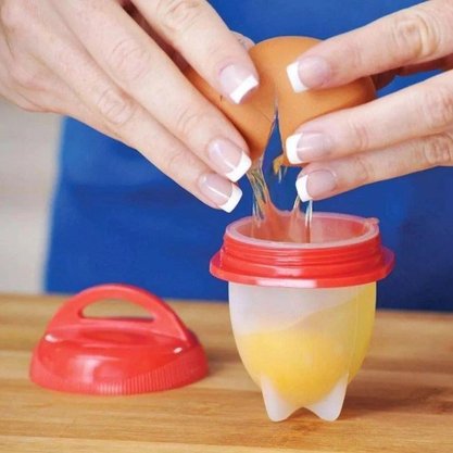 Forma Cozinhar Ovos Sem Casca Silicone E Plástico 7x9cm