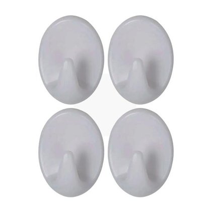 Gancho Adesivo Plástico de Parede 4 Peças Oval