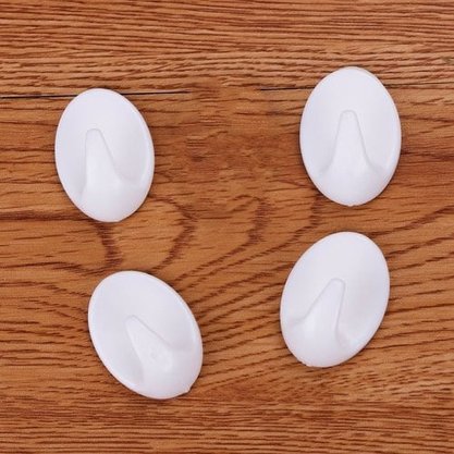 Gancho Adesivo Plástico de Parede 4 Peças Oval
