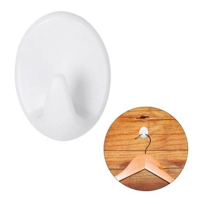 Gancho Adesivo Plástico de Parede 4 Peças Oval