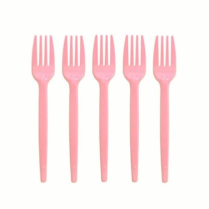 Garfo Sobremesa Plástico 50 Unidades Rosa Claro